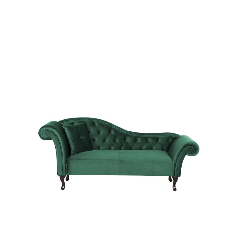 Whitlock Velvet Chaise Lounge, Left-Arm Chaise, Green