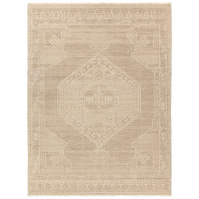Jaipur Living Mihail SEV09 Handknotted Medallion Ivory and Cream Area Rug (8'x10')