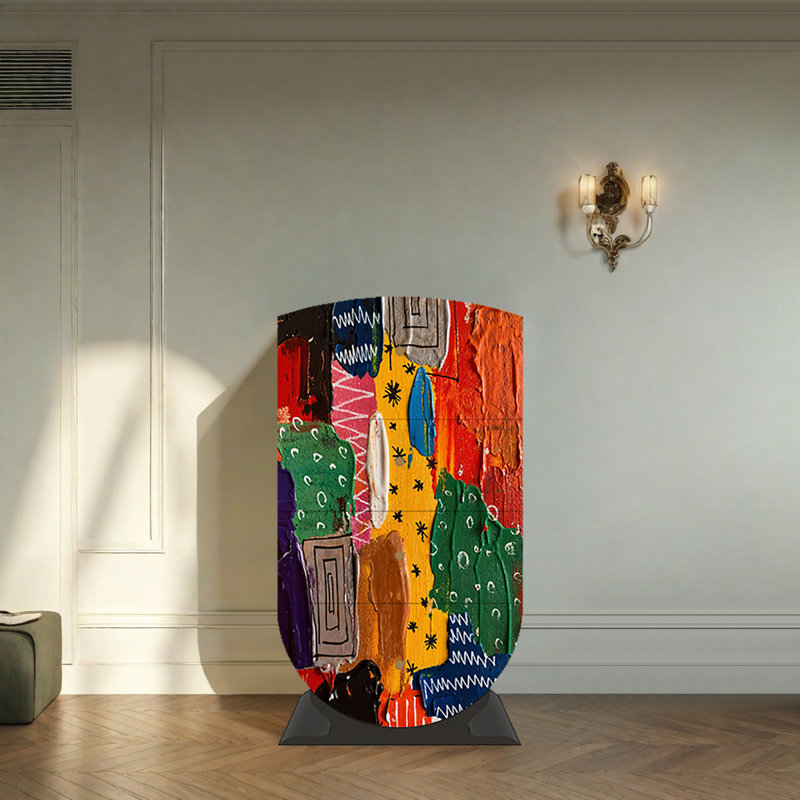 Armoire de peinture à l'huile abstraite moderne, Doré