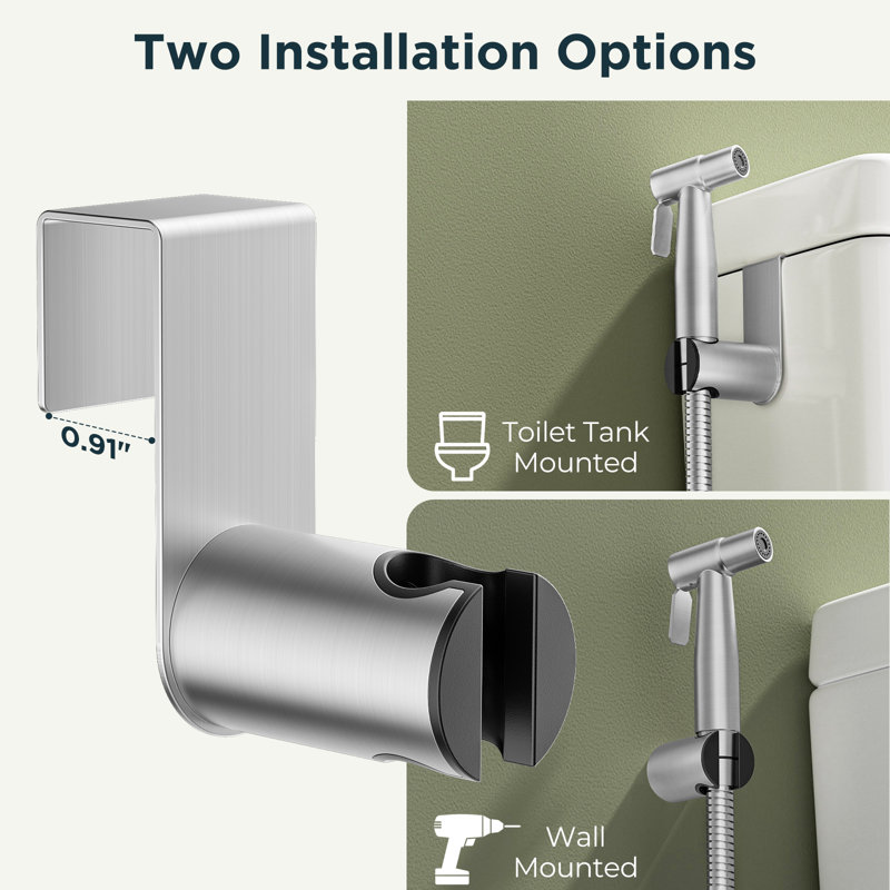 Vaporisateur de bidet à main pour la toilette, trousse de jet en acier inoxydable à pression réglable, jet à l'épreuve des fuites, lavage féminin et douche à l'italienne, fixation murale / de toilette