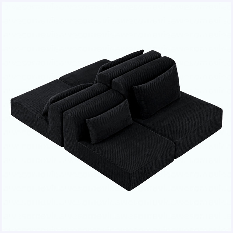 Canapé modulaire 71 pouces pour le salon, Velours côtelé noir