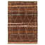 Tapis marocain brun foncé en laine nouée à la main de conception unique 5 pi 6 po x 8 pi 1 po New Age