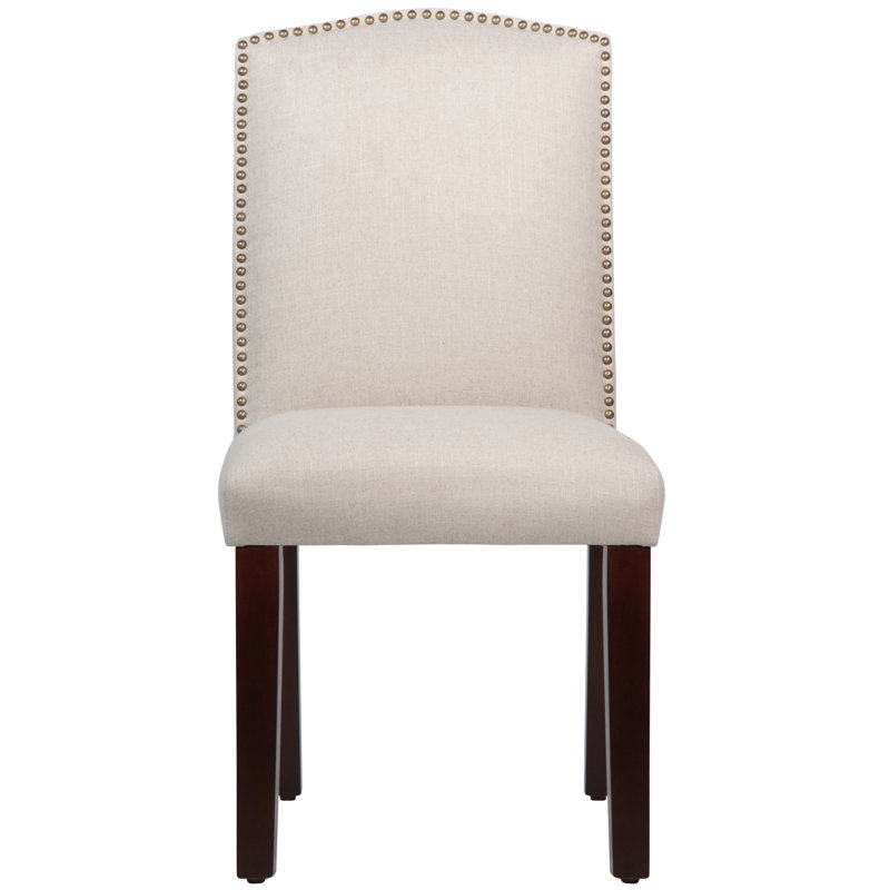 Nadia 20'' H Upholstered Dining Chair, Classic Talc Linen, Espresso