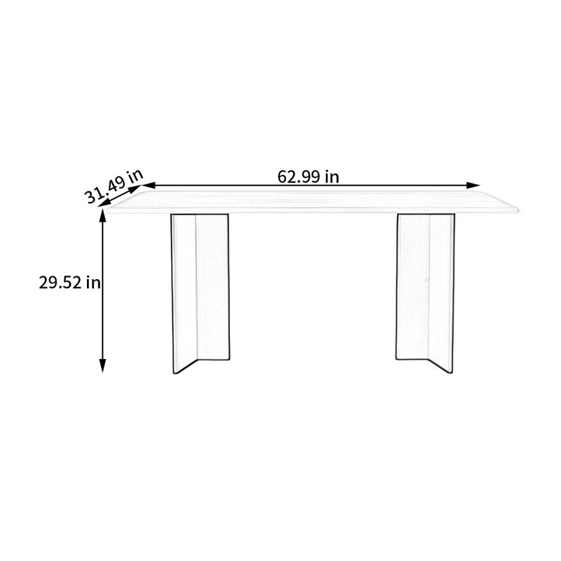 Table de salle à manger Retro, H 29,52 po x L 62,99 po x l 31,49 po, Teck