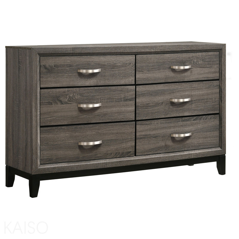 Grey Oak 6-Drawer Dresser