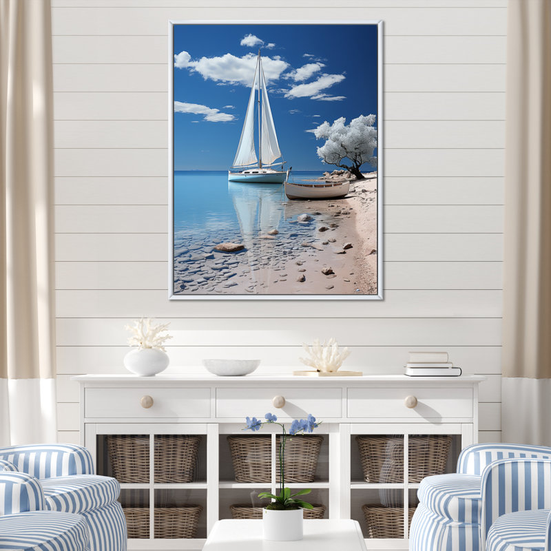 Dandir bateau élégance minimalisme III, H 20 po x l 12 po x P 1 po, Cadre flottant blanc