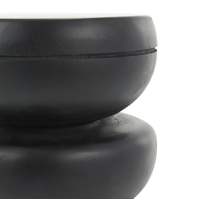 Onnolee Wood Handmade Carved Bubble Inspired Geometric Side End Black Accent Table