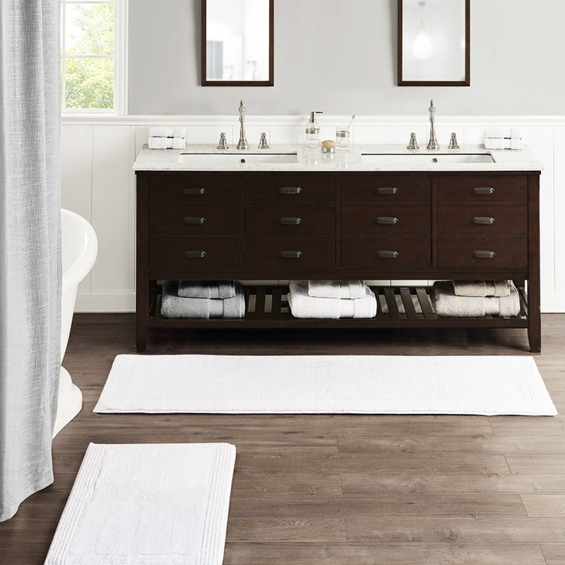 White 21x34" Bath Rug, 100% Cotton, 3000 Gsm, Reversible, & Modern Reversible 21x34", Plushy Feel, Single - 34" L x 21" W