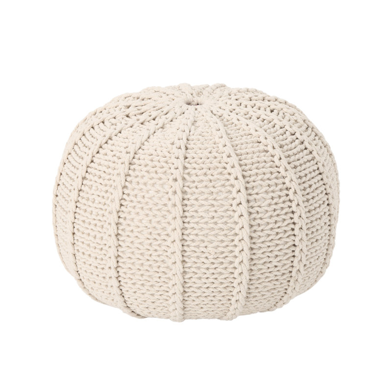 Repose-pieds rond en coton tricoté beige mesurant 19,5 po, limite de 250 livres, fabriqué à la main, sans assemblage, repose-pieds ou siège supplémentaire rond, idéal pour s'asseoir