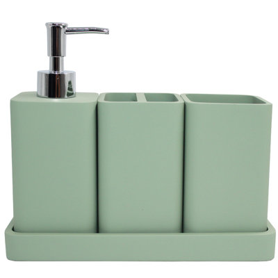 Ensemble d'accessoires de salle de bain, ensemble d'accessoires de salle de bain 4 pièces, distributeur de savon, porte-brosse à dents, ensemble de support Cotton Swab, ensembles de salle de bain complets, ensemble de lavabo pour salle de bain moderne