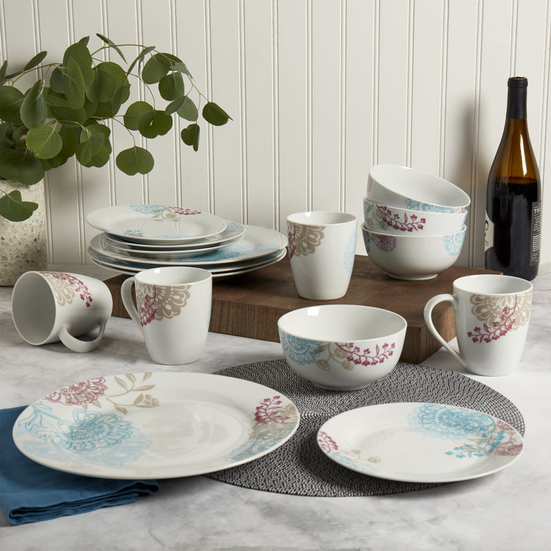 Emma Multicolor Floral Porcelain 16-Piece Dinnerware Set