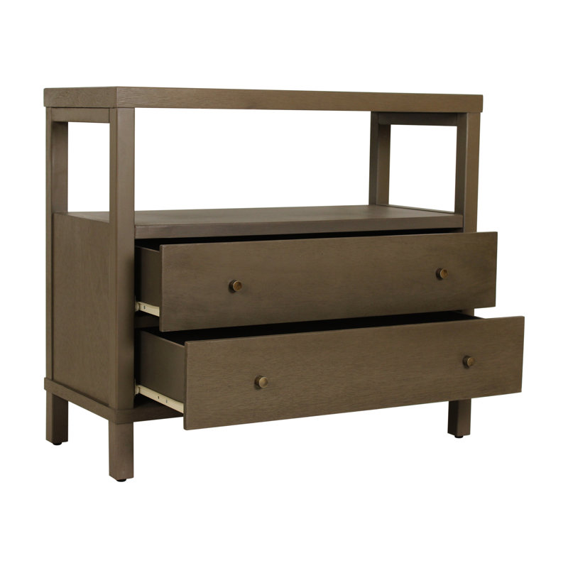 2-Drawer Wood Nightstand, Gray