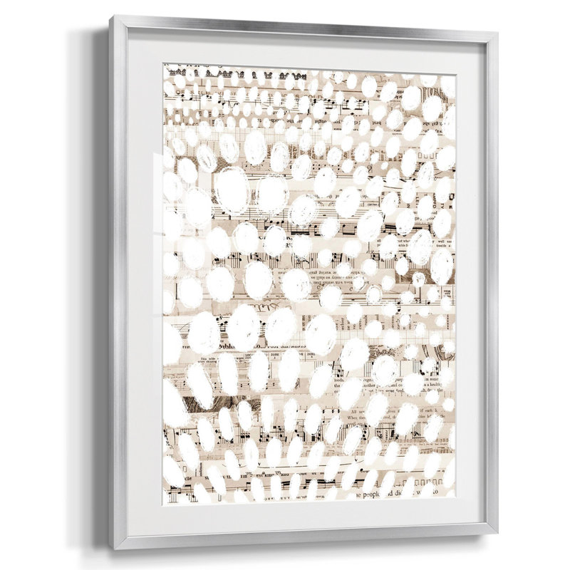 Motif rétro II, Papier avec cadre argenté, Blanc