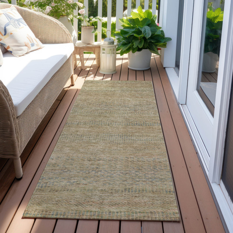 Machine Washable Indoor/Outdoor Claudian ACN1634 Beige Rug, Runner 2'3" x 7'6"
