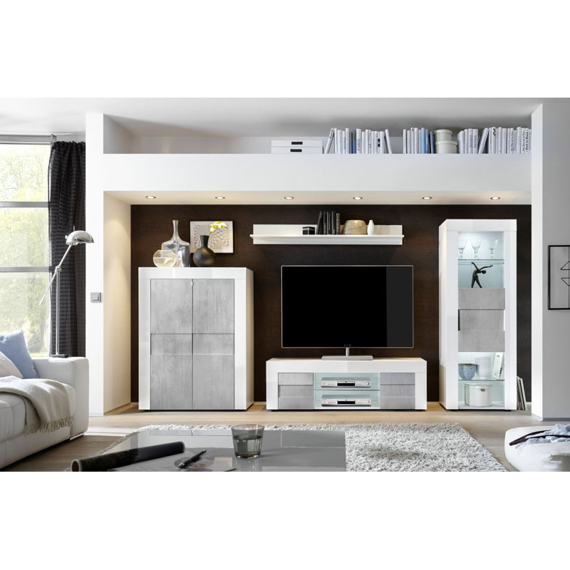 Emilee Display Cabinet, White/Cement