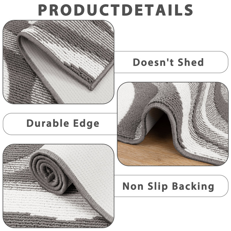 Tapis d'entrée antidérapant lavable, L 32 po x L 48 po, Gris