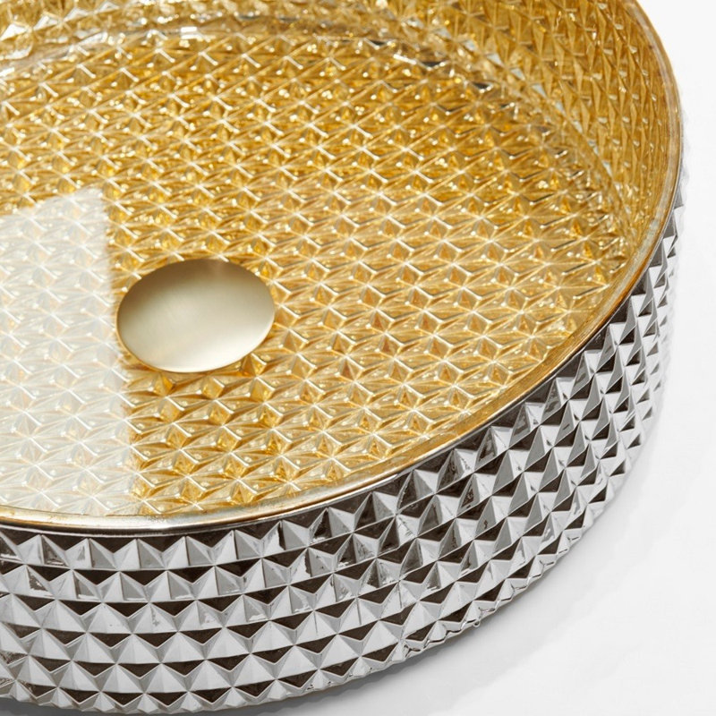 VanityIn 15.55'' Glass Circular Bathroom Sink,  Gold