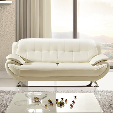 Sonnie 82'' Faux Leather Sofa, Ivory Faux Leather