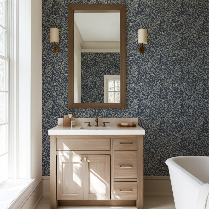 Florentine Vine - Deep Blue Wallpaper, Paper
