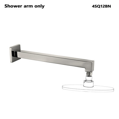 12"  Metal Square Shower Arm, Brushed Nickel