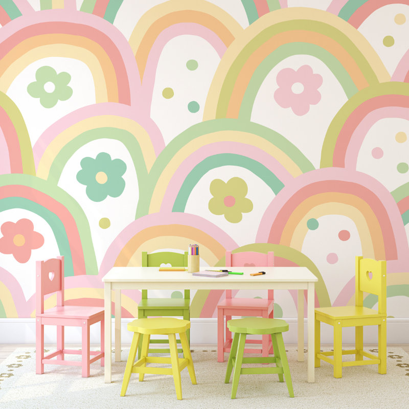 Rainbow Wobble - Wall Mural, Green, 240cm L x 300cm W 