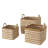 White And Beige Striped Wicker Baskets