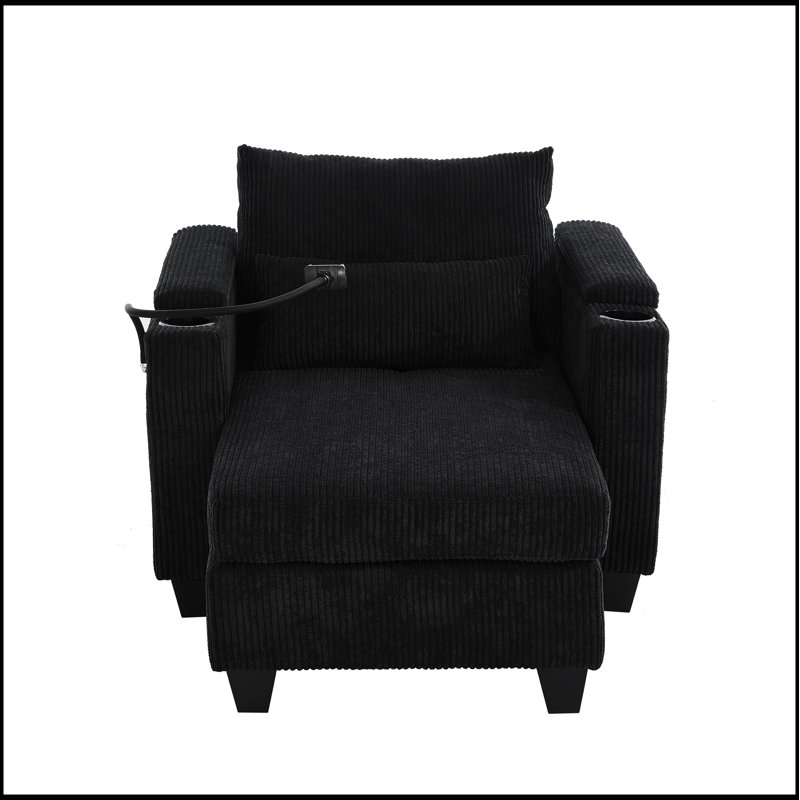 Méridienne convertible avec ports USB, porte-gobelets, porte-téléphone et grand espace de rangement pour le salon et la chambre à coucher