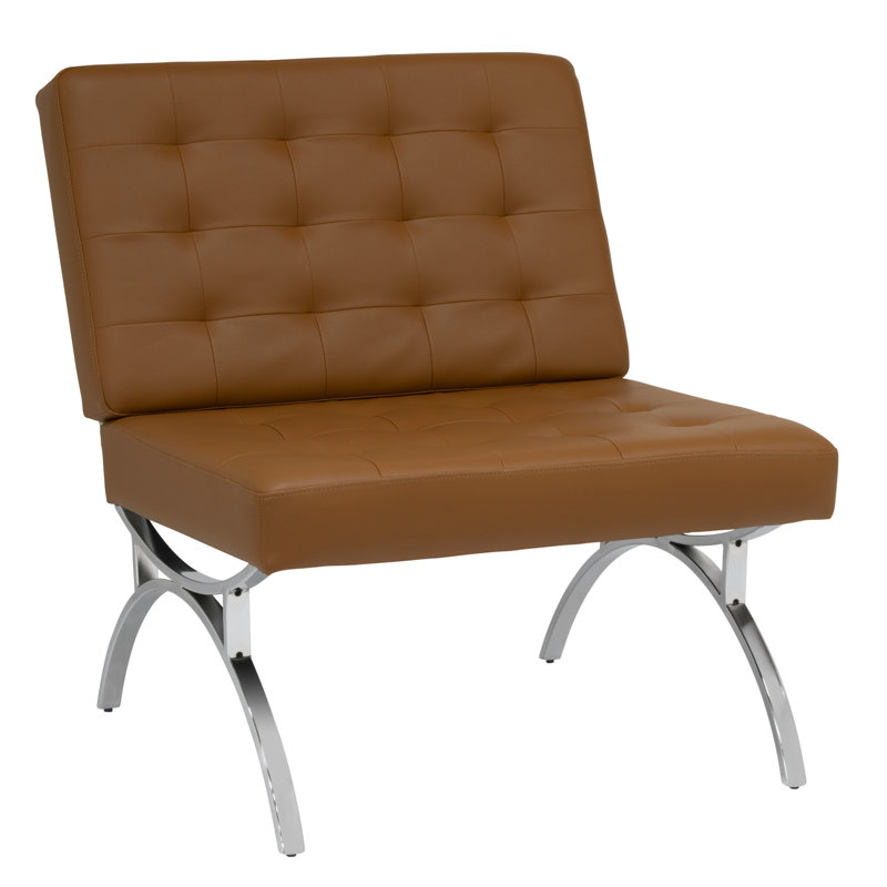 Alexuis Faux Leather Slipper Chair, Caramel Brown 