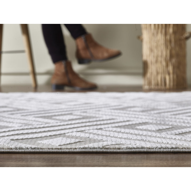 Tapis gris tissé à la machine Rodd, Rectangle 7 pi 9 po x 10 pi 2 po