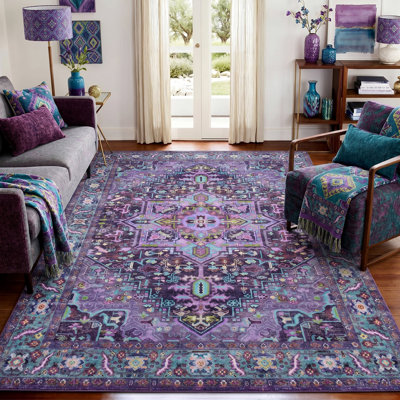 Tapis de salon bohémien marocain rétro antidérapant lavable