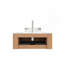 Meuble-lavabo de 36 po avec lavabo, meuble de rangement mural à bordures courbes et flottantes avec tiroir, lavabo en verre rond transparent et comptoir, grain de bois naturel pré-assemblé-1219708556
