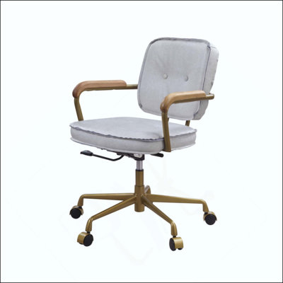 Chaise de bureau rétro en cuir fleur