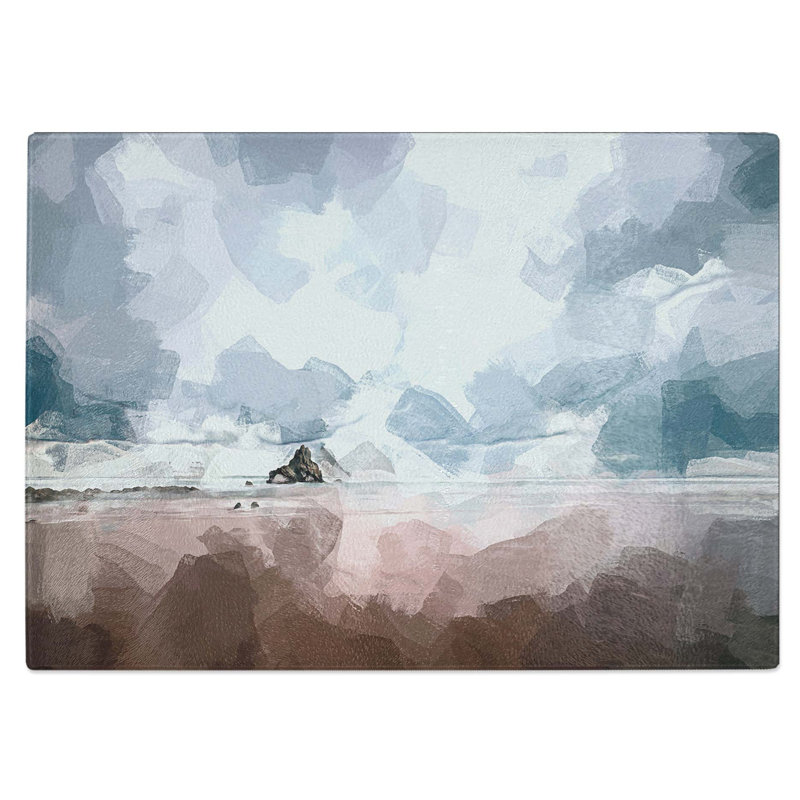 Tempered Glass Beach in Sopelana Spain Chopping Board, 39 cm W x 28.5 cm L