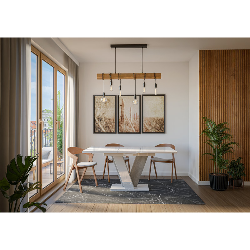 Jevan Rectangular 160Cm L x 90Cm W Dining Table, White, White/Grey