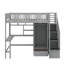 Lit mezzanine simple avec bibliothèque, tiroirs, bureau et garde-robe-339239232