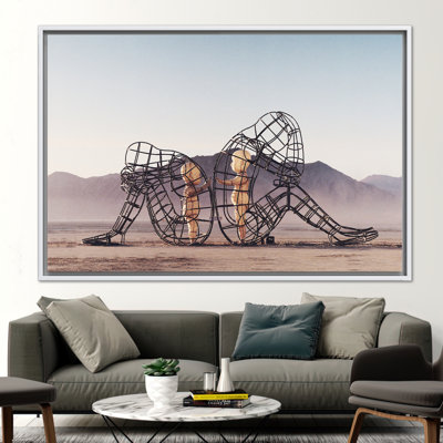 Two People Turning Their Backs On Each Other At Burning Man, Couple Gift Canvas Art, Alexander Milov Canvas Art, Trendy Printed, A-298