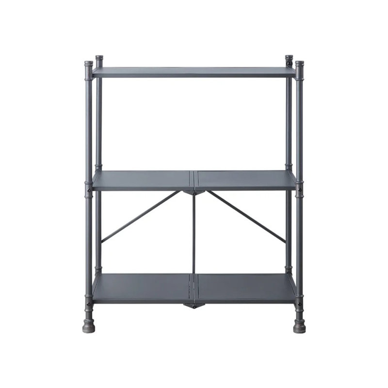 3 Tier Folding Console Table, Sandy Black And Dark Bronze Hand-Brushed Finish