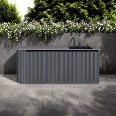Outdoor All-Aluminum Rock Panel Sink Cabinet