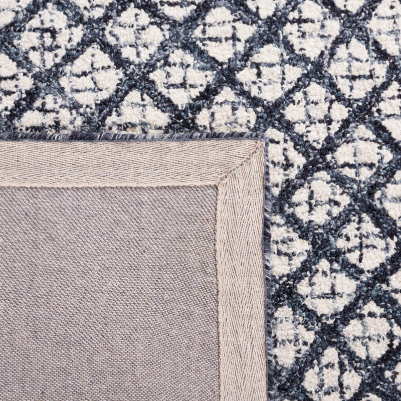 Tapis géométrique en laine touffeté à la main Sherlita, Carré de 6 pi