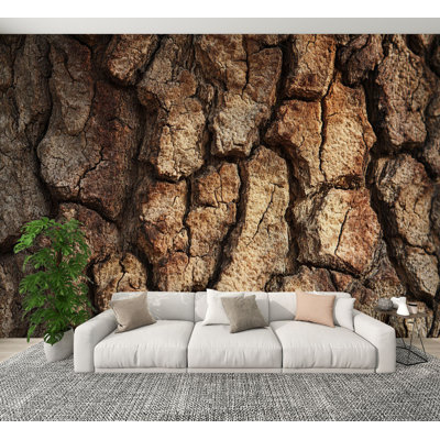 Peel and Stick Wallpaper Tree bark Nature wood Wall Murals 100"H x 144"W Removable PVC Wall Paper Self-Adhesive Wall Paintings Art Decor for Bedroom Living Room