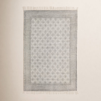 Janette Black Khaki Hand-Woven Cotton Rug