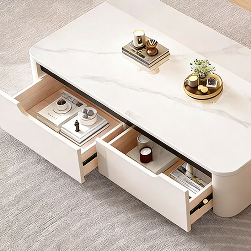 Table basse avec tiroir Modern Rock, H 12,99 po x L 19,68 po x l 39,37 po, Blanc