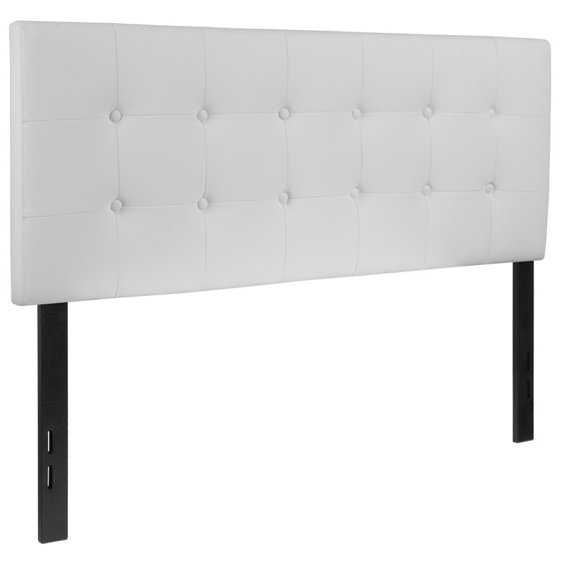 Ciriaca Button Tufted Upholstered Headboard, Full, White
