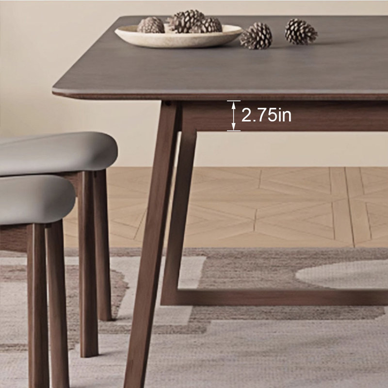 Ensemble de table de salle à manger rectangulaire en bois massif gris mat, H 29,52 po x L 62,99 po x l 31,49 po