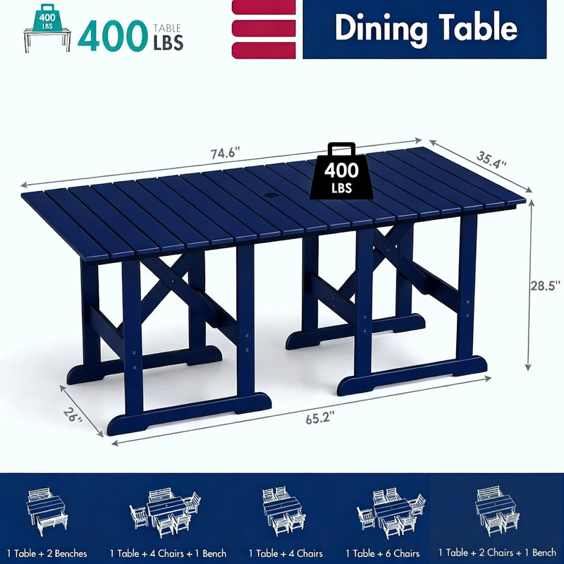 All Weather 7-Piece-Outdoor-Table-And-Chairs, Blue