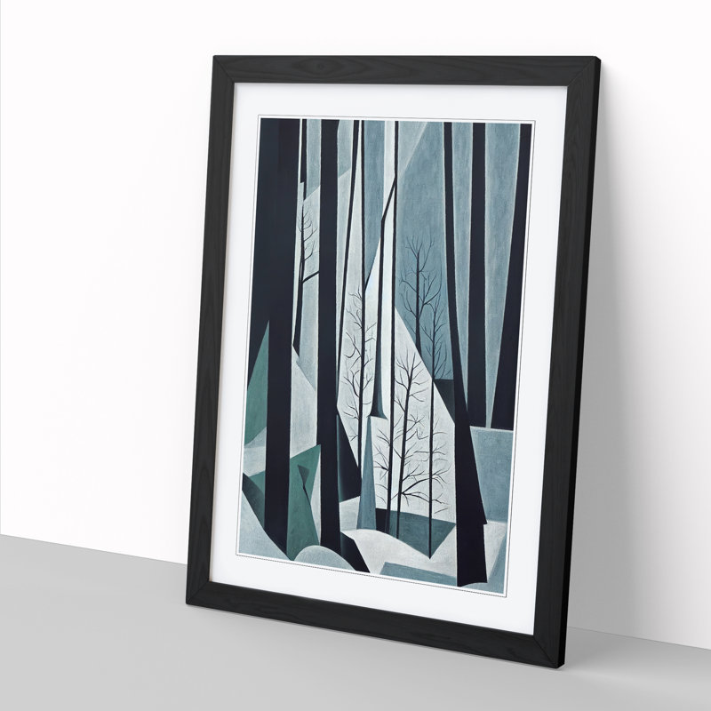 FRM-V0523-46X Abstract Winter Forest Vol.3 - Single Picture Frame Print, Black Framed, 34cm H x 25cm W x 2cm D