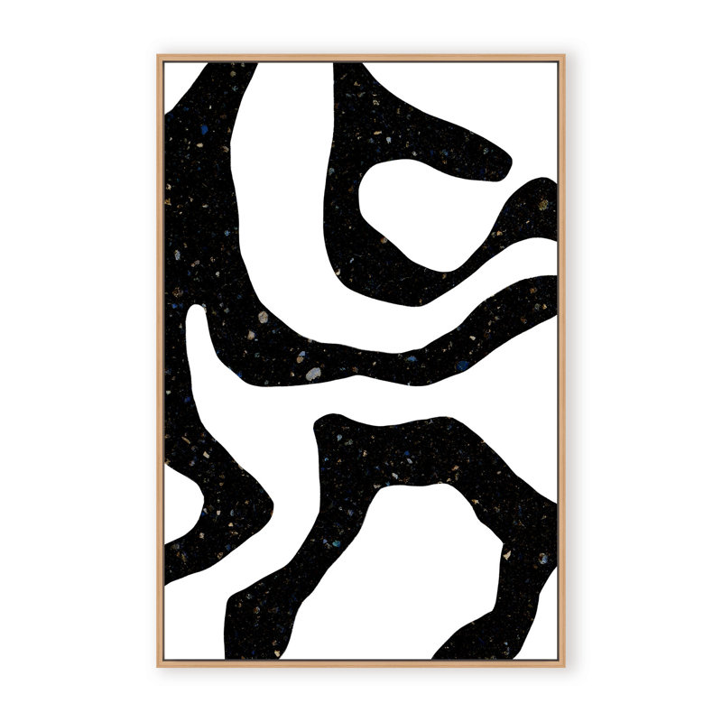 Abstract Black Gems by  - Picture Frame Painting on Paper, 48" H x 32" W x 1.125" D, Black, Framed Print
