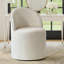 Fauteuil de coiffeuse pivotant en lin avec roues cachées-1460442820