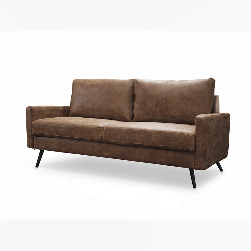 Cranford Square Arm Upholstered Sofa, Dark Brown Microfiber, 33'' H x 57'' W x 31'' D