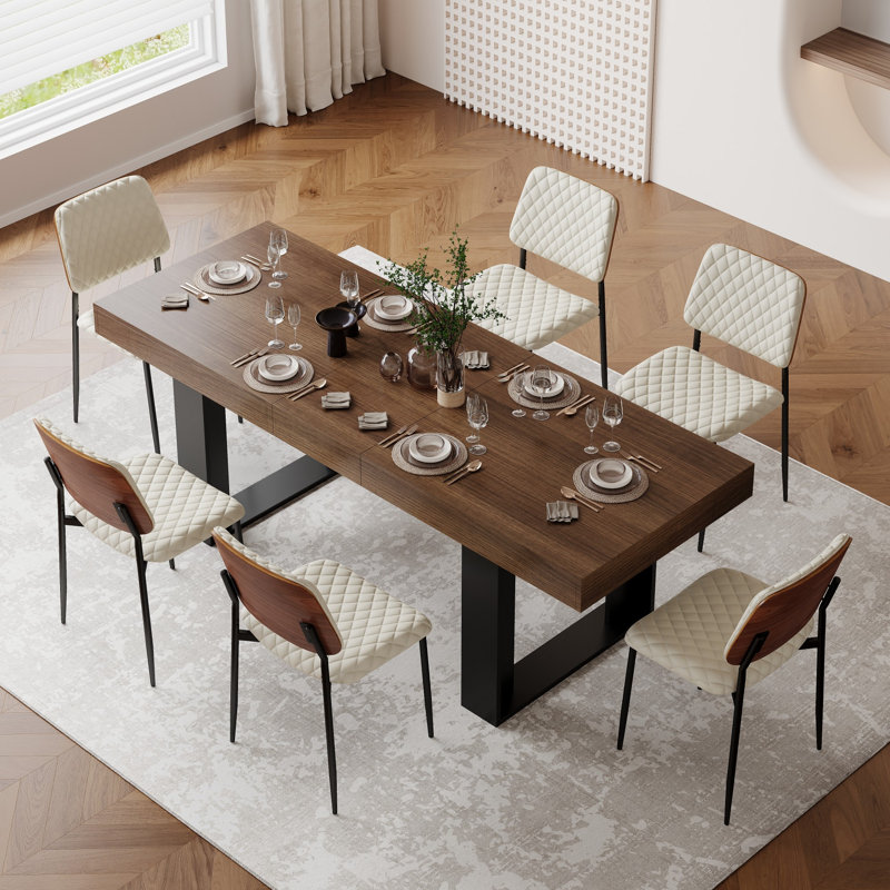 Ensemble de table de salle à manger pour 6 personnes avec table de salle à manger extensible rectangulaire et chaises rembourrées